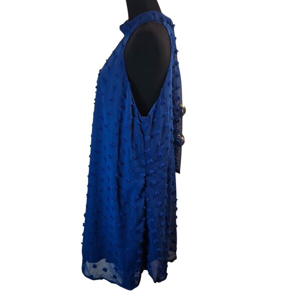 Sleeveless Halter Mini Cotton Puff Dress Sz: XXL Royal Blue - Picture 3 of 7